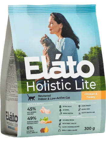 ELATO Holistic Lite Neutered Lamb & Turkey для стерилизованных кошек ягненок, индейка 300г фото, цены, купить
