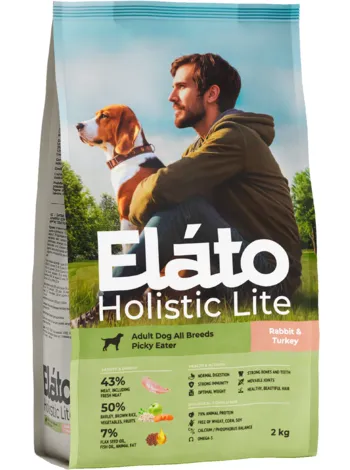 ELATO Holistic Lite Adult Dog All Breeds Rabbit & Turkey для привередлевых собак кролик, индейка 2кг фото, цены, купить