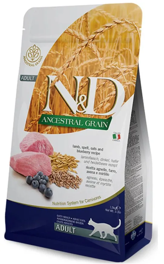 Farmina N&D LowGrain ADULT Lamb&Blueberry низкозерновой ягненок, черника для кошек 1,5кг фото, цены, купить