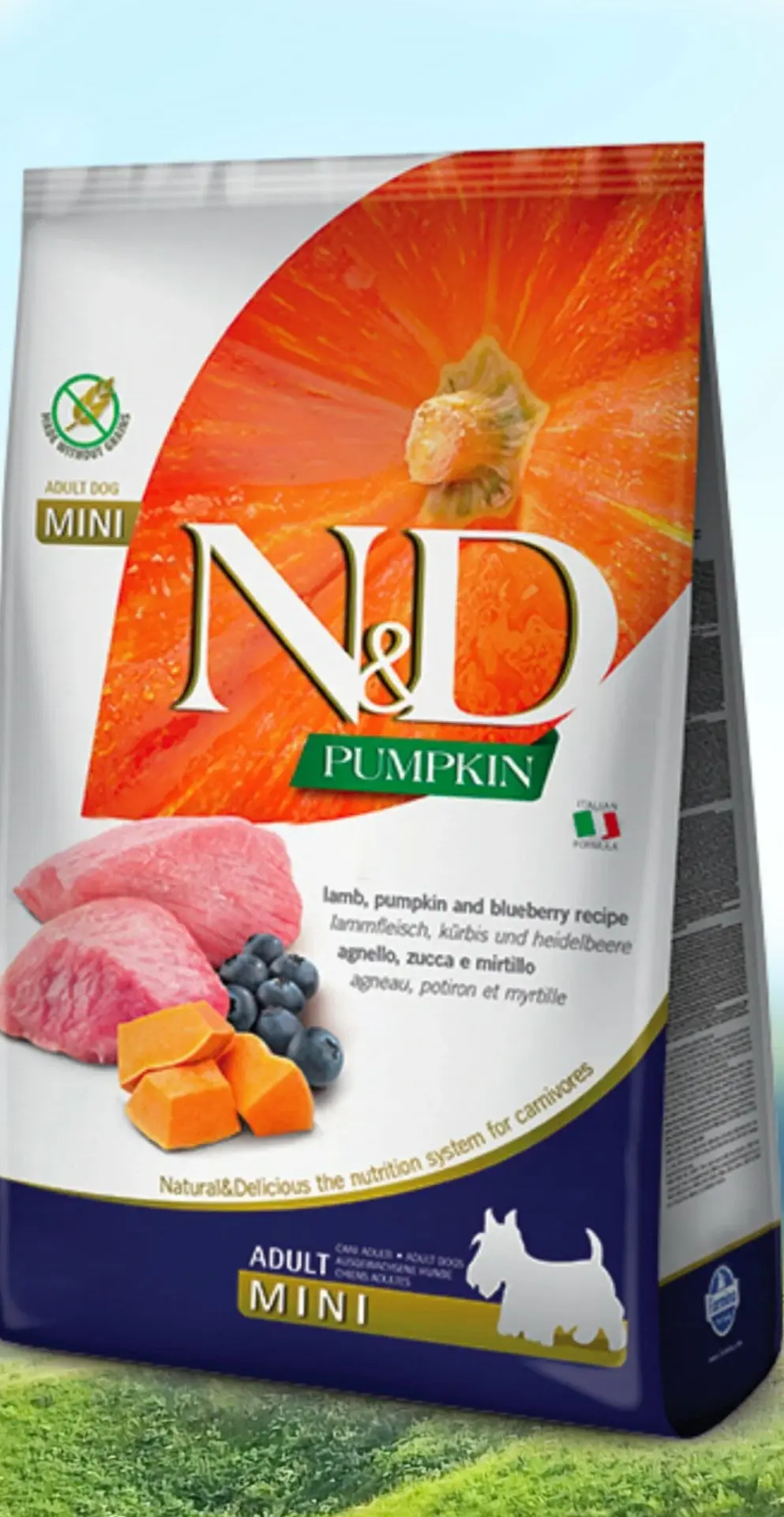 Farmina N&D ADULT MINI PUMPKIN  Lamb&Blueberry ягненок, черника, тыква для мини пород собак 800г фото, цены, купить