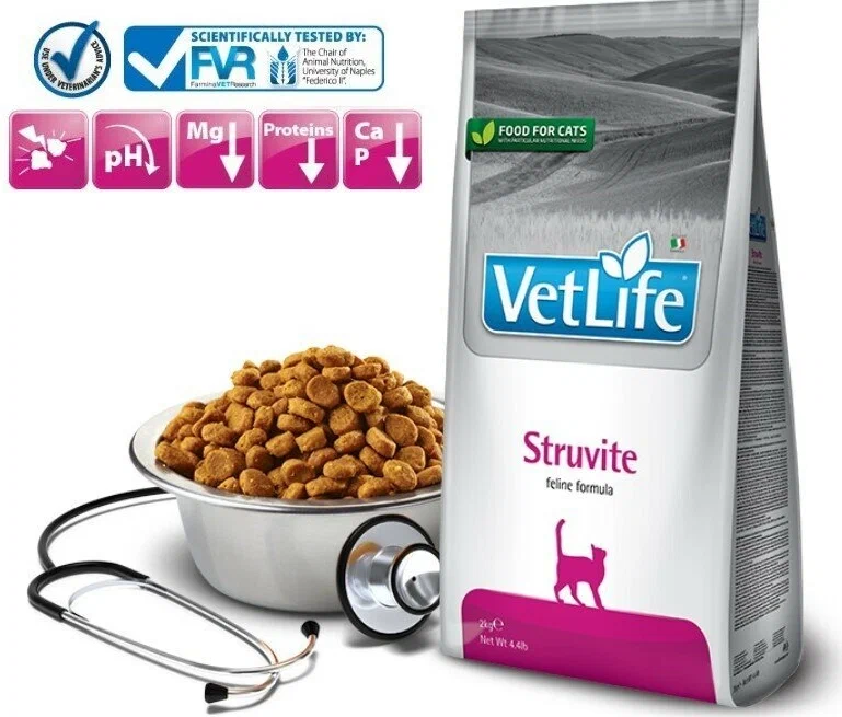 Farmina VetLife Struvite для растворения струвитных уролитов у кошек 2кг фото, цены, купить