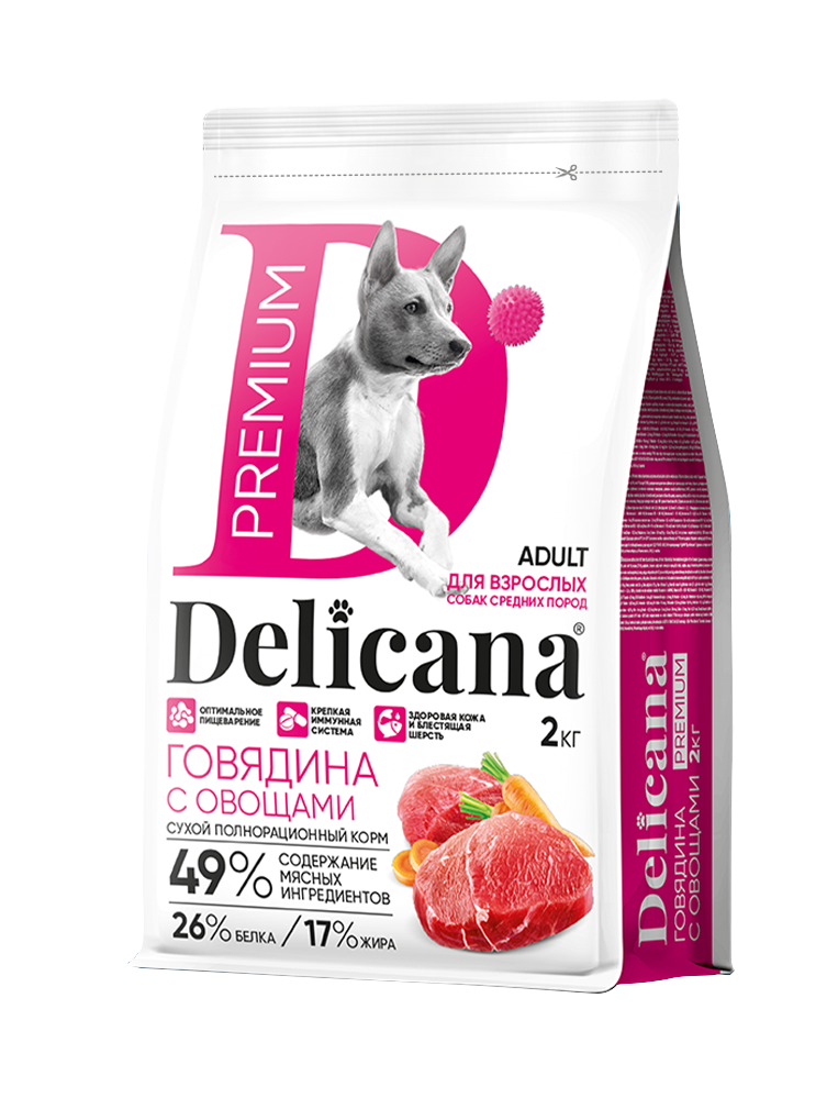 Delicana Говядина с овощами для собак средних пород 2кг фото, цены, купить