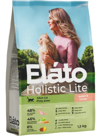 ELATO Holistic Lite Adult Cat Rabbit & Turkey / Picky Eater для привередливых кошек 1,5кг фото, цены, купить