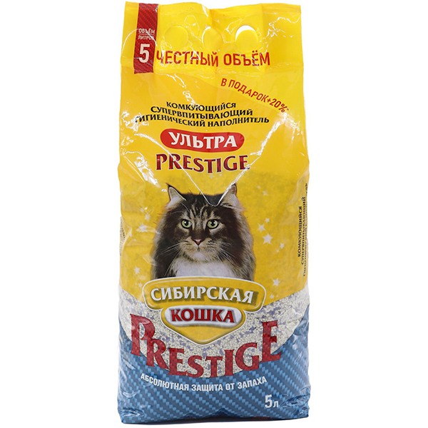Сибирская Кошка "Ультра PRESTIGE" 5л +20% ПОДАРОК (Силикагель+Минеральный) фото, цены, купить