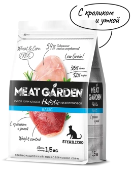 MEAT GARDEN BASIC  Кролик и утка для стерилизованных кошек 1,5кг фото, цены, купить