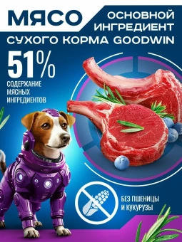 GOODWIN для взрослых собак мелких и миниатюрных пород с ягненком 400г фото, цены, купить