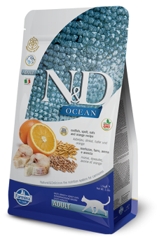 Farmina N&D OCEAN LowGrain низкозерновой с рыбой и апельсином для взрослых кошек 1,5кг фото, цены, купить