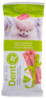 Biff Кость жевательная DENT со вкусом Утки для Мини пород 5шт  фото, цены, купить