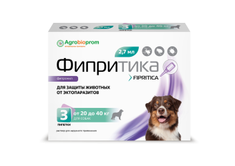 Фипритика капли на холку, для собак 20-40кг (3пип/2,7мл) фото, цены, купить