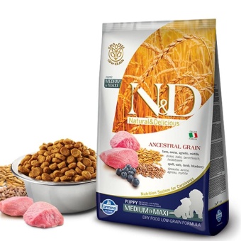 Farmina N&D LowGrain MAXI  низкозерновой с ягненком и черникой для щенков крупных пород собак 12кг фото, цены, купить